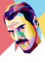 Samolepka - Portrét - Freddie Mercury v Pop-art stylu