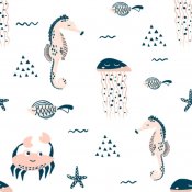 Samolepicí dekorativní tapeta se vzorem - Mořská zvířátka