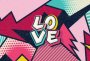 Samolepka - Nápis "Love" v Pop-art stylu