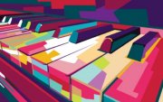 Samolepka - Pianové klávesy ve stylu "pop-art"
