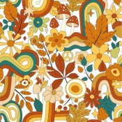 Samolepicí dekorativní tapeta se vzorem - Hippie retro květinový motiv