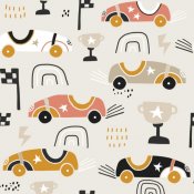 Samolepicí dekorativní tapeta se vzorem - Závodní retro autíčka