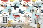 Samolepicí dekorativní tapeta se vzorem - Letadla a balóny