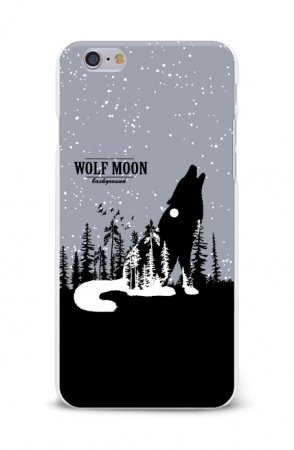 Kryt na mob. telefon s potiskem: motiv - Wolf moon